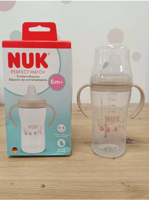 NUK Perfect Match itatópalack  6+hó 260 ml  kifolyásmentes itatópohár, majom mintás 1 db OUTLET termék