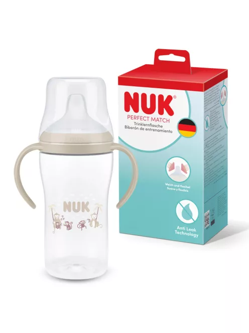NUK Perfect Match itatópalack  6+ hónap 260 ml  kifolyásmentes itatópohár,majom mintás | 1 db OUTLET termék