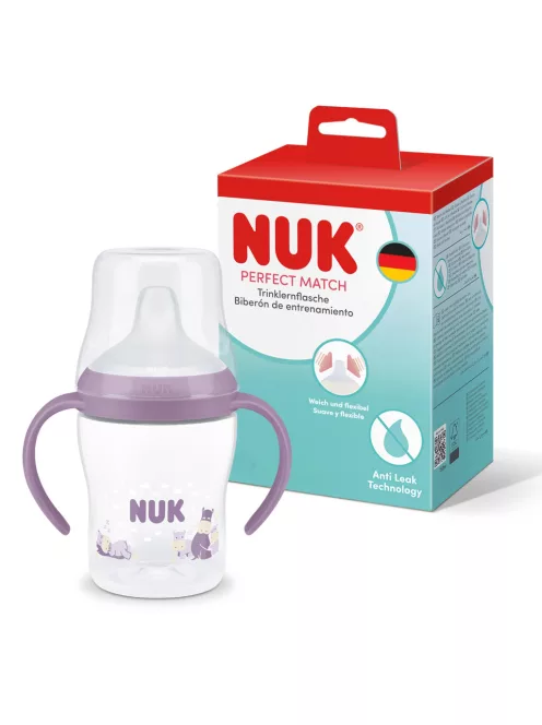 NUK Perfect Match ivástanuló cumisüveg  6+ hó, 150 ml  kifolyásmentes itatópohár, víziló 1 db OUTLET termék