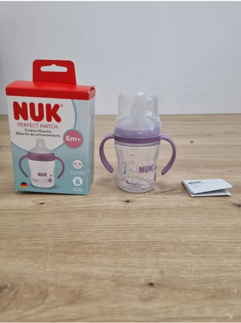 NUK Perfect Match ivástanuló cumisüveg  6+ hó, 150 ml  kifolyásmentes itatópohár, víziló 1 db OUTLET termék