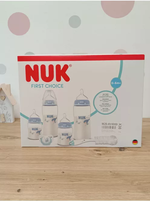 NUK First Choice Perfect Start cumisüveg ajándékszett újszülötteknek, 0–6 hónap, Bálna OUTLET termék