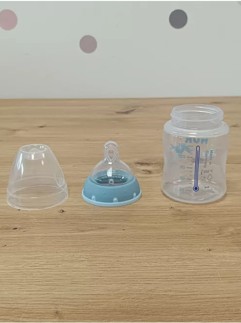 NUK First Choice Perfect Start cumisüveg ajándékszett újszülötteknek, 0–6 hónap, Bálna OUTLET termék