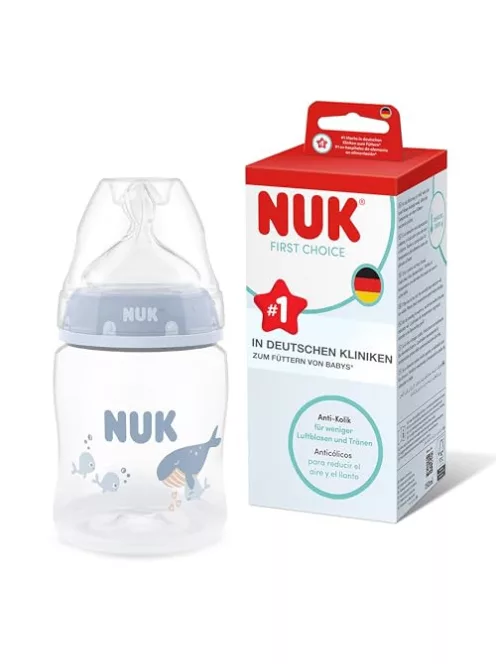 NUK First Choice+ cumisüveg  6–18 hónap hőérzékelős 150 ml, bálna mintás OUTLET termék