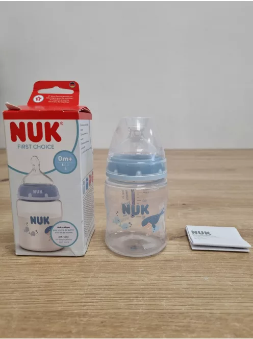 NUK First Choice+ cumisüveg  6–18 hónap hőérzékelős 150 ml, bálna mintás OUTLET termék