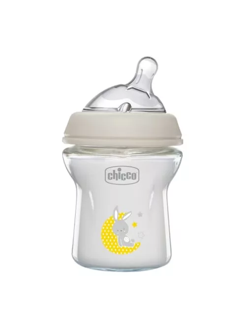 Chicco Natural Feeling kólika elleni üvegből cumisüveg 0+ hónapos kortól, 150 ml OUTLET termék