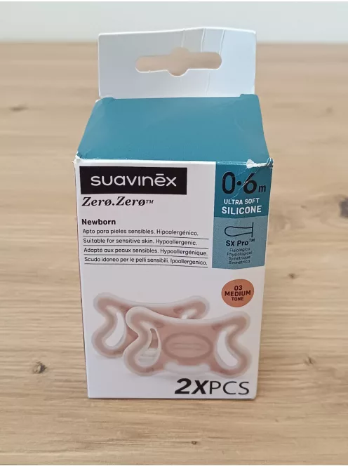 Suavinex Zero Zero cumi újszülötteknek, 2 db-os, 0–6 hó, hipoallergén, szilikon, medium OUTLET termék