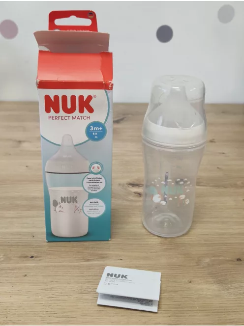 NUK Perfect Match cumisüveg 3+ hónapos kortól 260 ml hőérzékelős, bárány OUTLET termék