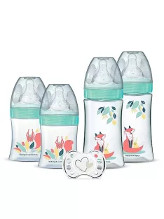   DODIE 4 db cumisüveg újszülötteknek, kerek anti-kólikás etetőcumival (2 x 150 ml és 2 x 270 ml) + 1 cumi újszülötteknek OUTLET termék