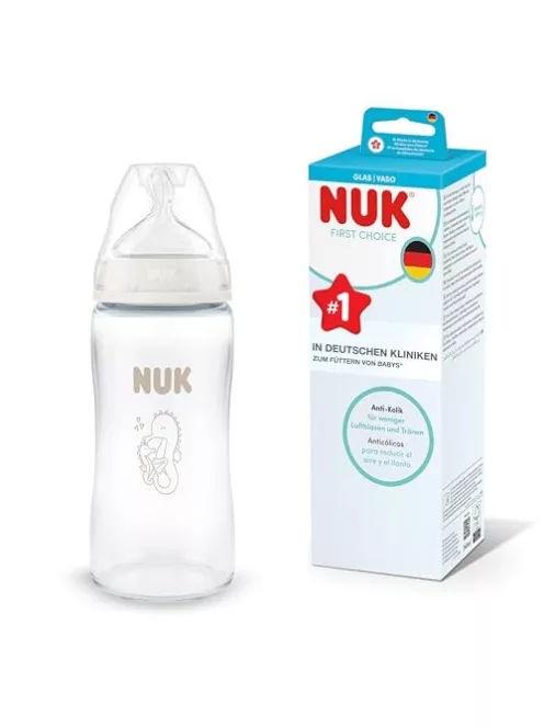 NUK First Choice+ cumisüveg  6–18 hónap hőérzékelős 240 ml csikóhal mintás OUTLET termék
