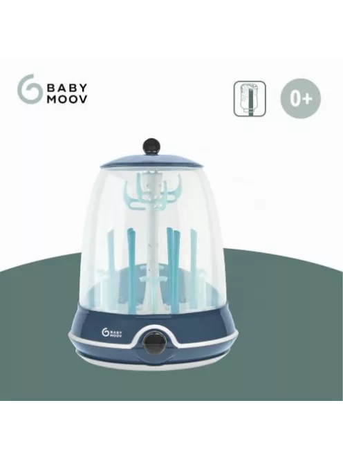 Babymoov 2-in-1 gőzsterilizáló cumisüvegekhez Turbo Plus - 99%-ban eltávolítja a baktériumokat, csepegtető állvánnyal, 6 üveghez, 6 perces gyorssterilizálás OUTLET termék