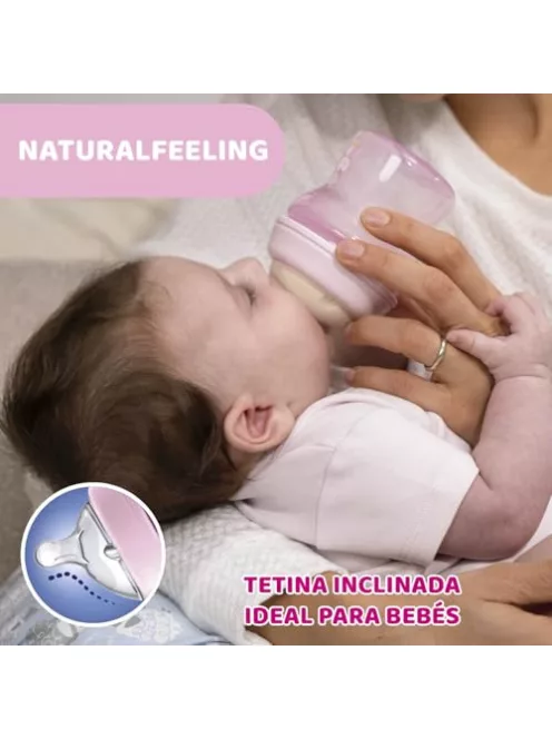 Chicco Natural Feeling anti-kólikás cumisüveg 2+ hónapos kortól, 250 ml OUTLET termék