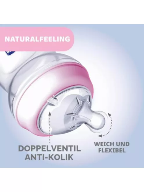 Chicco Natural Feeling anti-kólikás cumisüveg 2+ hónapos kortól, 250 ml OUTLET termék
