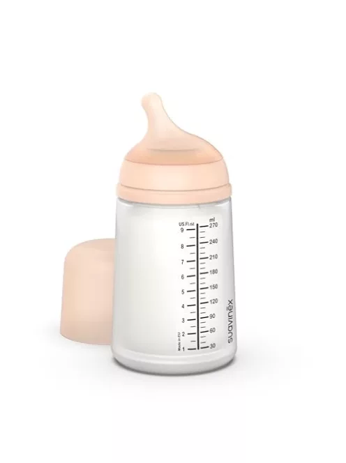 Suavinex Zero Zero anti-kolik cumisüveg, szilikon etetőcumival (M), 3 hónapos kortól, 270 ml OUTLET termék