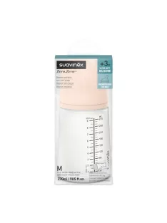  Suavinex Zero Zero anti-kolik cumisüveg, szilikon etetőcumival (M), 3 hónapos kortól, 270 ml OUTLET termék