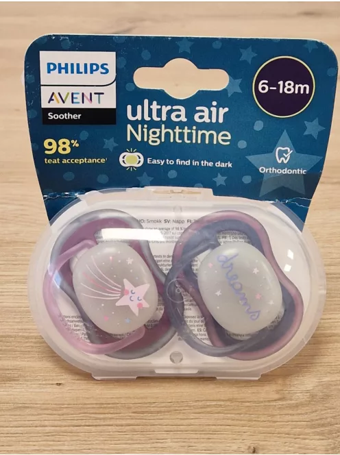 Philips AVENT ultra air  2 darabos csomag, BPA-mentes, sötétben világító cumi 6-18 hó OUTLET termék