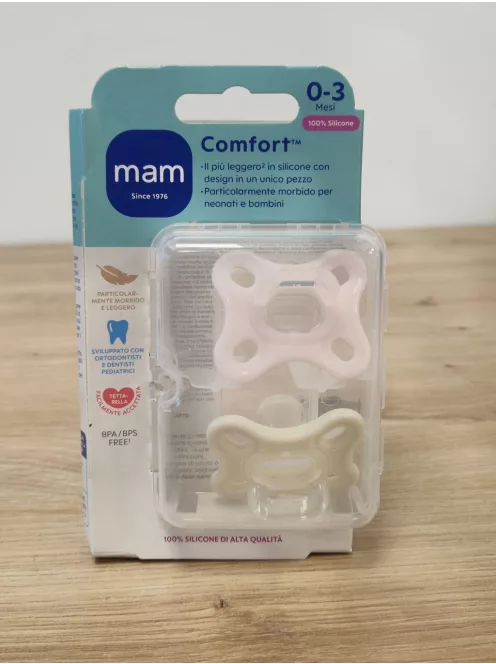 MAM Comfort cumi 0-3 hónap, 2 darabos szett, rózsaszín/vaj szinu OUTLET termék