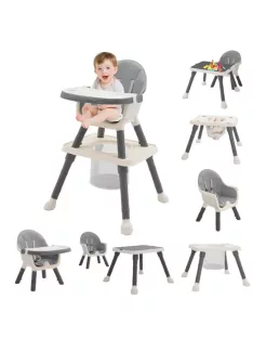   Etetőszék Baby 7 az 1-ben gyerek etetőszék, babaszék étkezőasztallal, 6 hónapos kortól (szürke) OUTLET termék