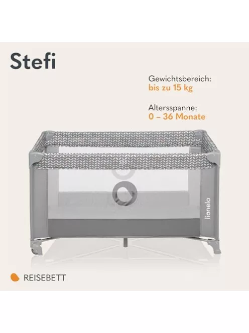 LIONELO Stefi bébi utazóágy születéstől 15 kg-ig, oldalsó bejárattal OUTLET termék