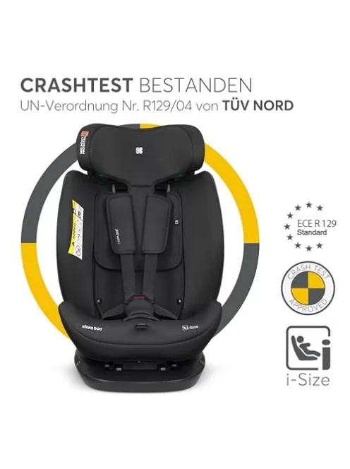 KikkaBoo autós gyerekülés 0-36 kg i-EXPLORE  i-Size, hátra- és előrenéző, fekvőfunkcióval, fekete OUTLET termék