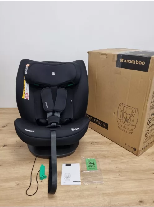 KikkaBoo autós gyerekülés 0-36 kg i-EXPLORE  i-Size, hátra- és előrenéző, fekvőfunkcióval, fekete OUTLET termék