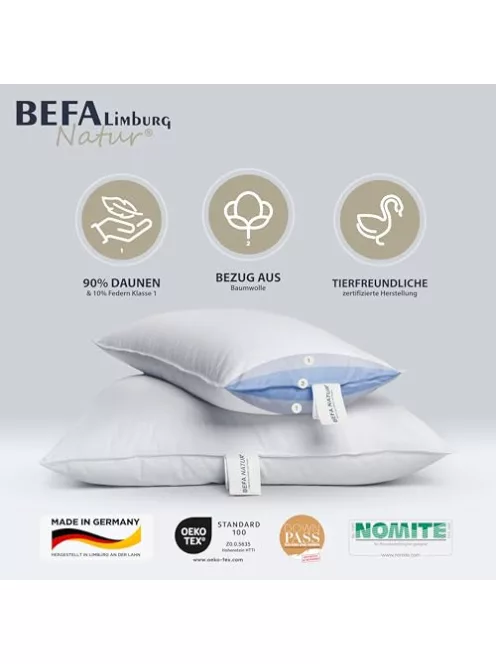 BEFA NATUR Eredeti Pehelypárna 3 Kamrás 80 x 80 cm - 90% Pehely OUTLET termék