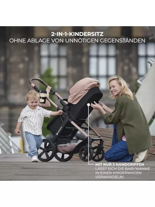 Kinderkraft MOOV2 AIR 3 az 1-ben babakocsi szett 26 kg-ig, világosszürke OUTLET termék