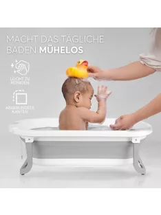   KikkaBoo WILLY összecsukható babafürdőkád hőmérséklet-kijelzővel és puha fürdőpárnával, csúszásmentes lábakkal, helytakarékos és könnyű kialakítás, BPA-mentes, újszülötteknek 0-36 hónapos korig, szürke OUTLET termék