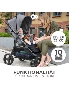   Kinderkraft GRANDE PLUS sport babakocsi, születéstől 22 kg-ig, egykezes összecsukás, szürke OUTLET termék