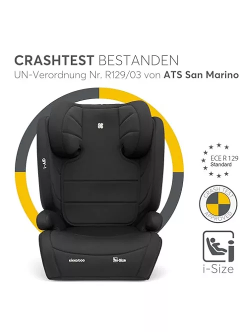 KikkaBoo i-AID gyerekülés 15-36 kg, ISOFIX nélkül, 3 éves kortól, (100-150 cm) fekete szìnű OUTLET termék