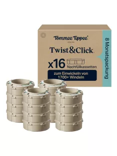   Tommee Tippee Twist & Click Advanced pelenkatárolóhoz, eredeti utántöltő kazetta, 16 darabos OUTLET termék
