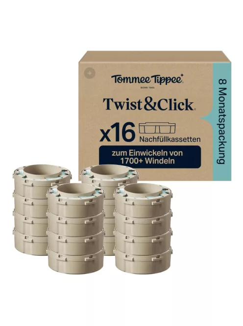 Tommee Tippee Twist & Click Advanced pelenkatárolóhoz, eredeti utántöltő kazetta, 16 darabos OUTLET termék