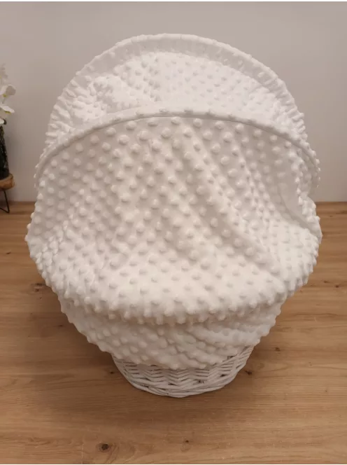 Fonott, Kézzel font fűzfavessző kosár- mózeskosár ágyneművel, fehér, 68 x 30 cm OUTLET termék