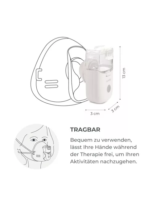 Nuvita 5078 hálós inhalátor - kézhasználatot nem igénylő, könnyű, csendes, öntisztító, újratölthető akkumulátorral OUTLET termék