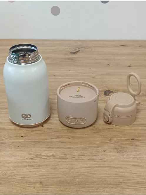 Kinderkraft GAJA mobil cumisüveg-melegítő, 2 az 1-ben termosz 500 ml, 5 hőfokozat, USB-C töltés, bézs OUTLET termék