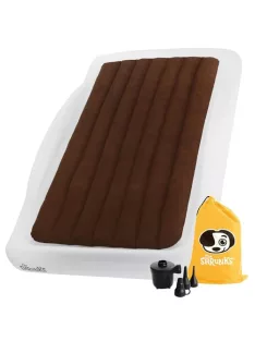   Felfújható utazóágy gyerekeknek 6 éves kortól, leesésgátlóval – bolyhosított légágy fehér/barna, 200 
x 110 cm OUTLET termék