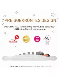   Felfújható utazóágy gyerekeknek 6 éves kortól, leesésgátlóval – bolyhosított légágy fehér/barna, 200 
x 110 cm OUTLET termék