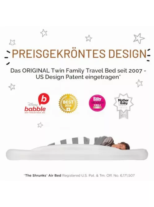 Felfújható utazóágy gyerekeknek 6 éves kortól, leesésgátlóval – bolyhosított légágy fehér/barna, 200 
x 110 cm OUTLET termék