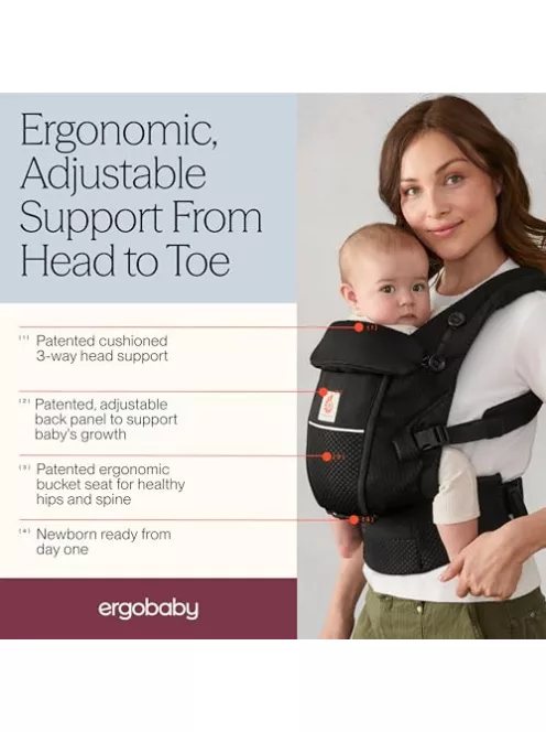 Ergobaby Adapt babahordozó újszülötteknek,  3 pozíció hason, csípőn, háton, születéstől 0–48 hónapos korig OUTLET termék