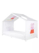 Roba Peppa Pig huzat Montessori házikó ágyhoz 90 × 200 cm – baldachinos kiegészítő 3 tárolózsebbel és tetőablakkal – fehér/rózsaszín OUTLET termék