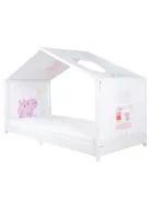 Roba Peppa Pig huzat Montessori házikó ágyhoz 90 × 200 cm – baldachinos kiegészítő 3 tárolózsebbel és tetőablakkal – fehér/rózsaszín OUTLET termék