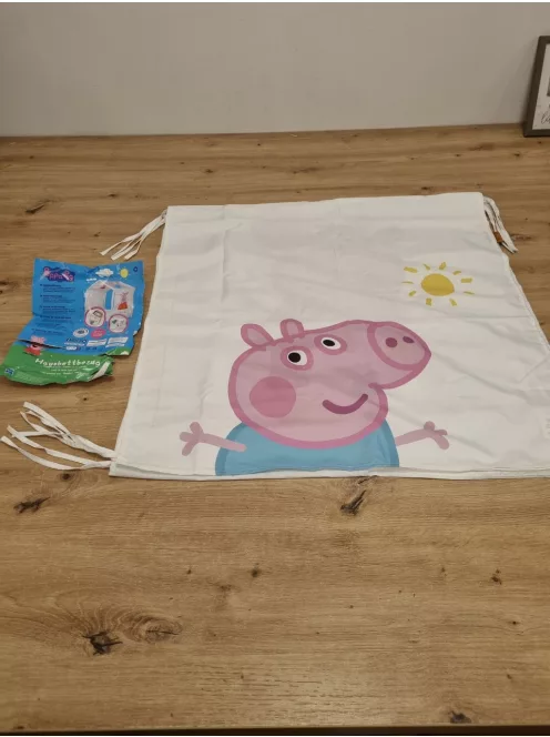 Roba Peppa Pig huzat Montessori házikó ágyhoz 90 × 200 cm – baldachinos kiegészítő 3 tárolózsebbel és tetőablakkal – fehér/rózsaszín OUTLET termék