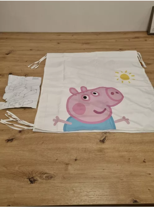 Roba Peppa Pig huzat Montessori házikó ágyhoz 90 × 200 cm – baldachinos kiegészítő 3 tárolózsebbel és tetőablakkal – fehér/rózsaszín OUTLET termék