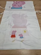 Roba Peppa Pig huzat Montessori házikó ágyhoz 90 × 200 cm – baldachinos kiegészítő 3 tárolózsebbel és tetőablakkal – fehér/rózsaszín OUTLET termék