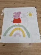 Roba Peppa Pig huzat Montessori házikó ágyhoz 90 × 200 cm – baldachinos kiegészítő 3 tárolózsebbel és tetőablakkal – fehér/rózsaszín OUTLET termék