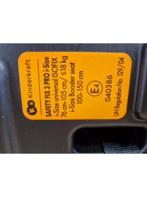 Kinderkraft Safety Fix 2 I-Size Isofix 76-150 cm gyerekülés fekete OUTLET termék