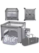 Lionelo Lene 2in1 utazóágy és járóka, születéstől 15 kg-ig, cipzáras oldalbejárat, gyors összecsukás, fékes kerekek, hordtáska OUTLET termék