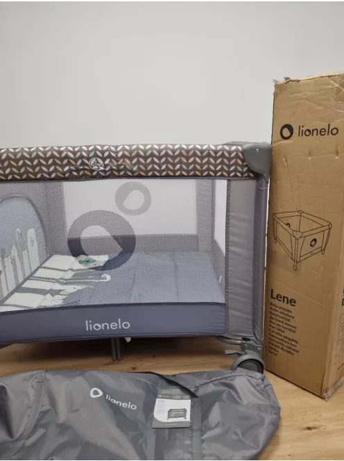 Lionelo Lene 2in1 utazóágy és járóka, születéstől 15 kg-ig, cipzáras oldalbejárat, gyors összecsukás, fékes kerekek, hordtáska OUTLET termék