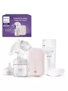 Philips AVENT elektromos egyes mellszívó, klinikai minőségű, a baba ritmusát követő szívás, 125 ml-es cumisüveg és melltartóbetétek, rózsaszín, 5 részes, SCF395/31 modell OUTLET termék