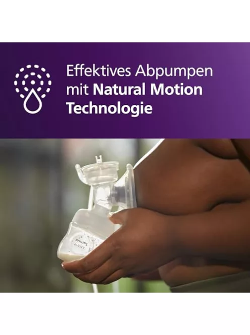 Philips AVENT elektromos egyes mellszívó, klinikai minőségű, a baba ritmusát követő szívás, 125 ml-es cumisüveg és melltartóbetétek, rózsaszín, 5 részes, SCF395/31 modell OUTLET termék