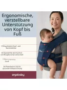 Ergobaby Embrace babahordozó újszülötteknek, 0–12 hónapos korig (3,2–11,3 kg), ergonomikus, 2 pozíciós babahordozó fej- és nyaktámasszal, csípőbarát M-tartással, Midnight Blue OUTLET termék